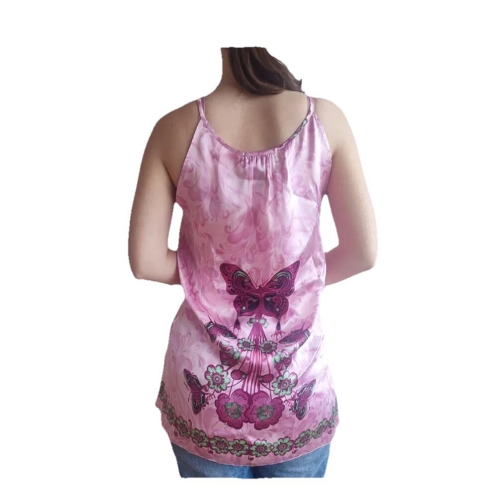 Gusto pink butterfly top with scarf Medium - Picture 2 of 9